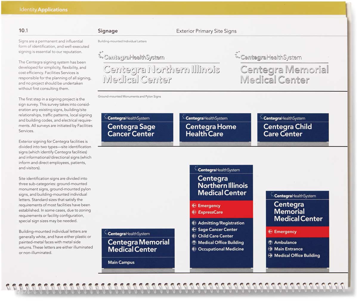 centegra-health-system_signage-standards.jpg Art Direction by: Bart Crosby, Crosby Associates